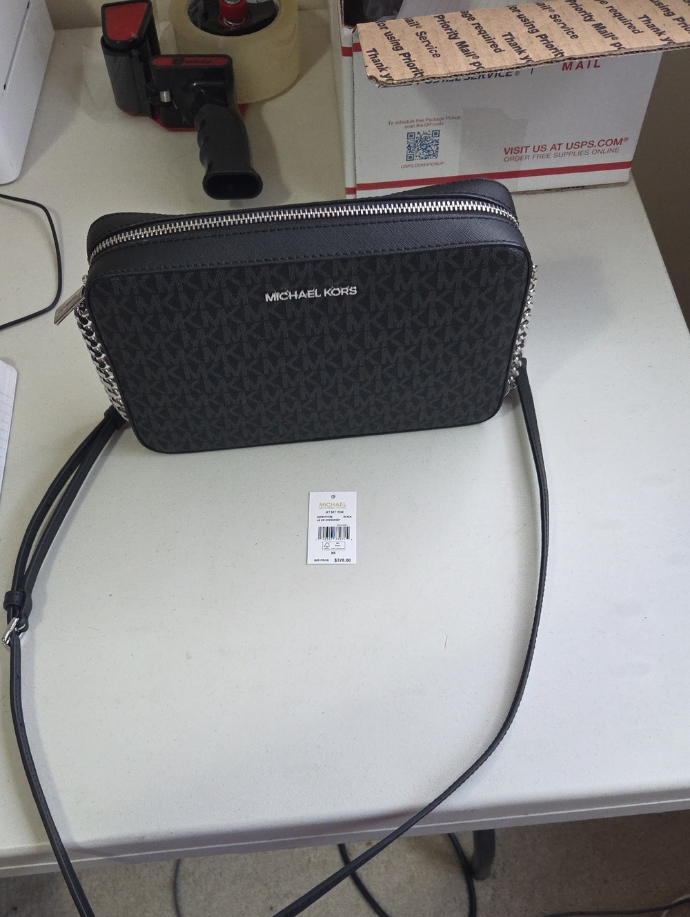 Michael Kors Black/Gray Signature Crossbody Camera Bag